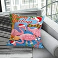 thumbnail image 2 of Pink Flamingo with Hat 4Pack Farmhouse Pillow Covers 18x18 Inch Cotton Linen Christmas Santa Decorative Pillow Cover Coastal Beach Greetings Pillow Case Outdoor Decor (P-C), 2 of 5