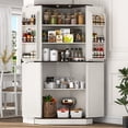 thumbnail image 2 of ANPOO 68" Tall Corner Storage Cabinet with 6 Side Door Shelves and Adjustable Shelves, 5 Tier Farmhouse Pantry Cabinet for Bathroom, Living Room, Kitchen,White, 2 of 7