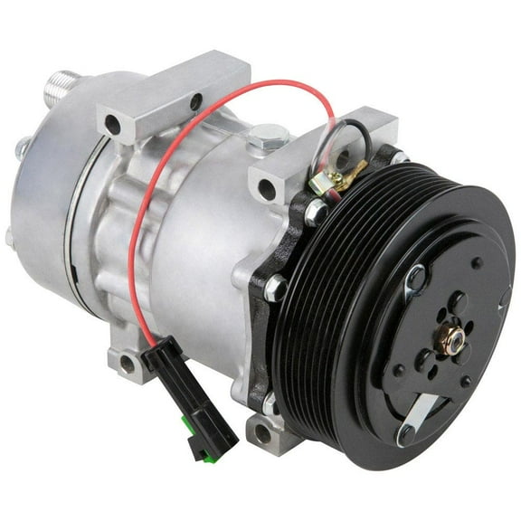 AC Compressor & 130mm 8 Groove A/C Clutch Replaces Sanden SD7H15 4823 w/ 12v Coil & Single Wire Clutch Switch - BuyAutoParts