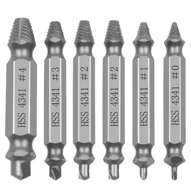 6pcs Screw Extractors Double-end High-speed Steel Extractor Drill Bit Waterproof Portable Screw Removers