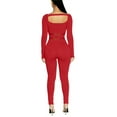 thumbnail image 3 of Women Mesh Romper Jumpsuits Long Sleeve Square Neck See Through High Waist Casual Street Sports Jumpsuit Running Jogger Autumn, 3 of 4