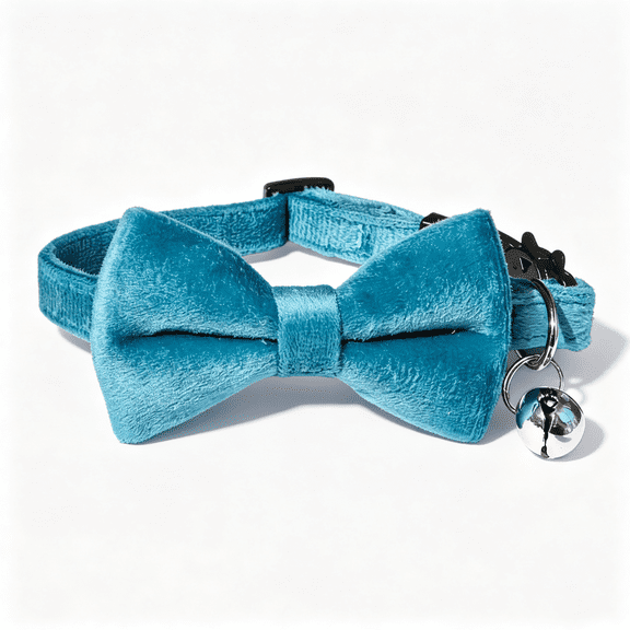 BESTSKY Cat Collar with Bells,Bow Tie Removable,Breakaway Safety Buckle,Soft Velvet Cute,Adjustable for Girl Boy Kitty Kitten Small Pets,Breakaway Cat Collar with Bell 7"-10"
