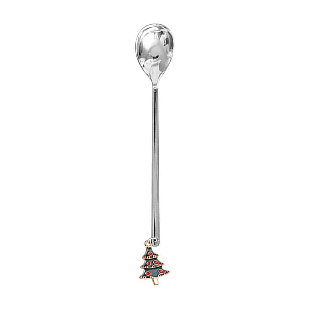 Tenedor de Café de Metal, Cuchara Navideña, Diseño de Frutas de Acero Inoxidable, Fácil de Limpiar, Ideal para Fiestas o Bares, Decoración Navideña, Regalo Perfecto para Amigos, Tamaño 13,5