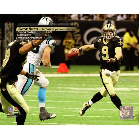 Brees Photograph - Drew Brees 2011 NFL single season records Photo Print