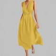 thumbnail image 1 of Pounoo Robes Portefeuille Ceinturées pour Femmes Coupe Décontractée Silhouette Fluide Tissu Léger Style Vacances Robes Midi Cadeau, 1 of 6