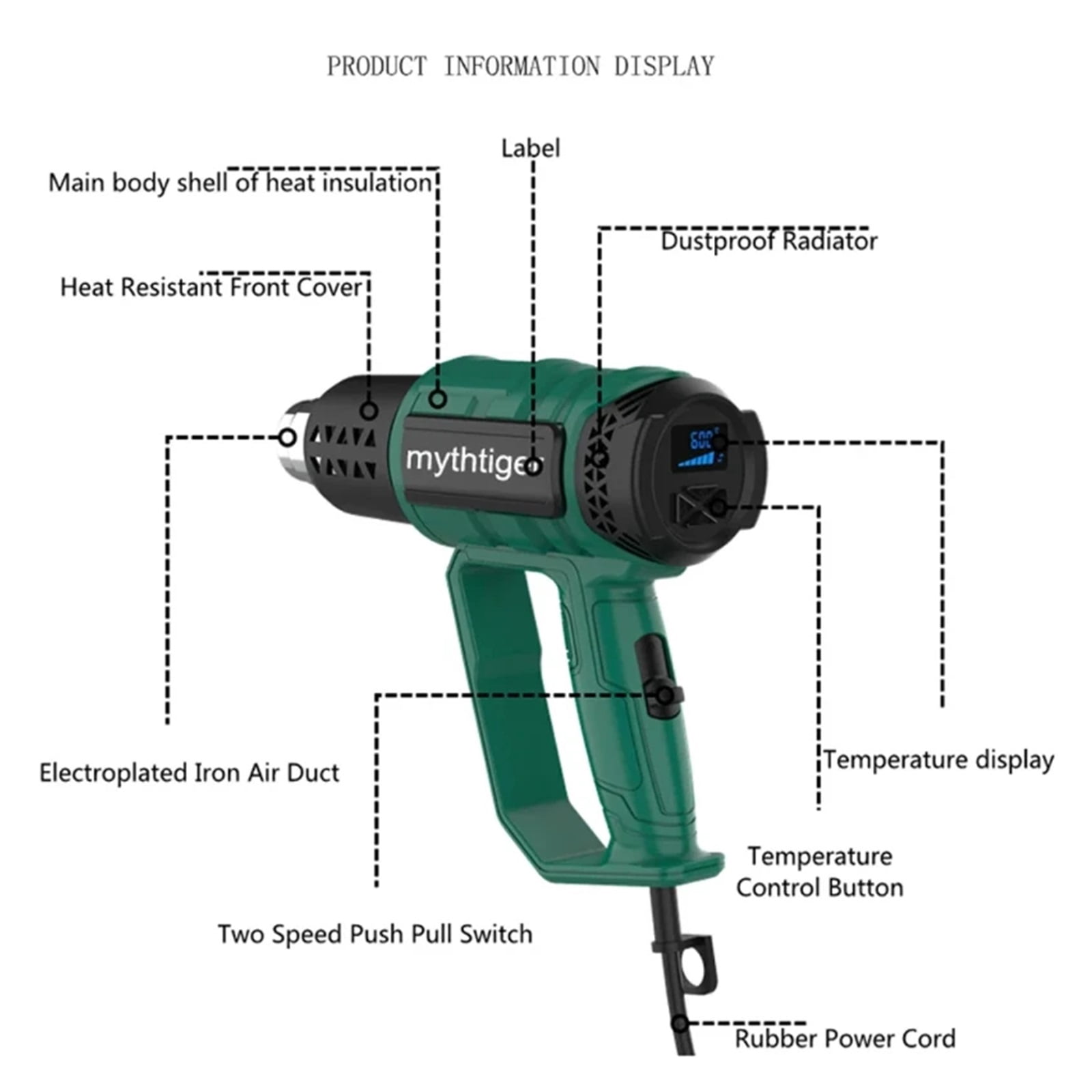 2000W Industrial Electric Hot Air Gun Thermoregulator Heat Guns Shrink Wrapping Thermal Heat Gun ,Variable Temperature
