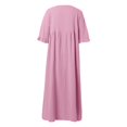 thumbnail image 4 of Women Fashion Casual Solid Round Neck Short Sleeve Mid Length Long Dress Fall Dresses for Women Casual Summer Dresses Casual Turtleneck Dress Dress with Pockets Long Cute Winter Dresses for Women, 4 of 4