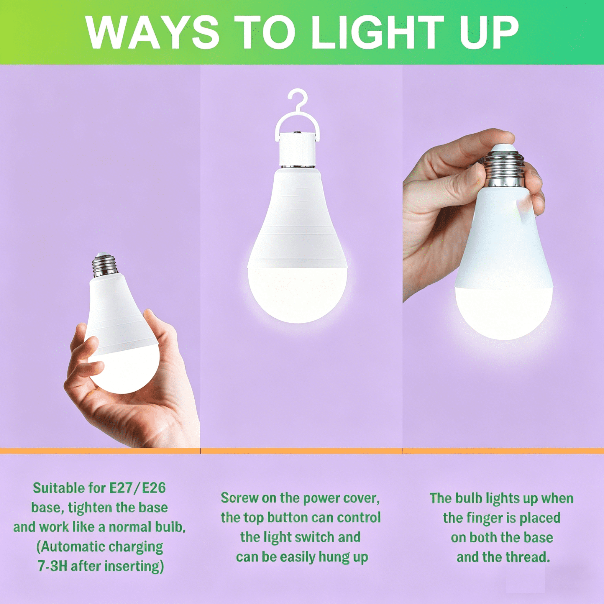 8pcs Rechargeable Emergency LED Light 12W E27 Base,for Power Outages Emergency Use