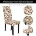 thumbnail image 5 of Unique Bargains Stretch Dining Room Chair Seat Cover Champagne and Coffee, 5 of 8