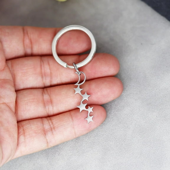 Harajuku Star Keychain for Women Men Sweet Trend Fashion Crescent Moon Pendant Keyring Aesthetic Bag Accessories Key Chain