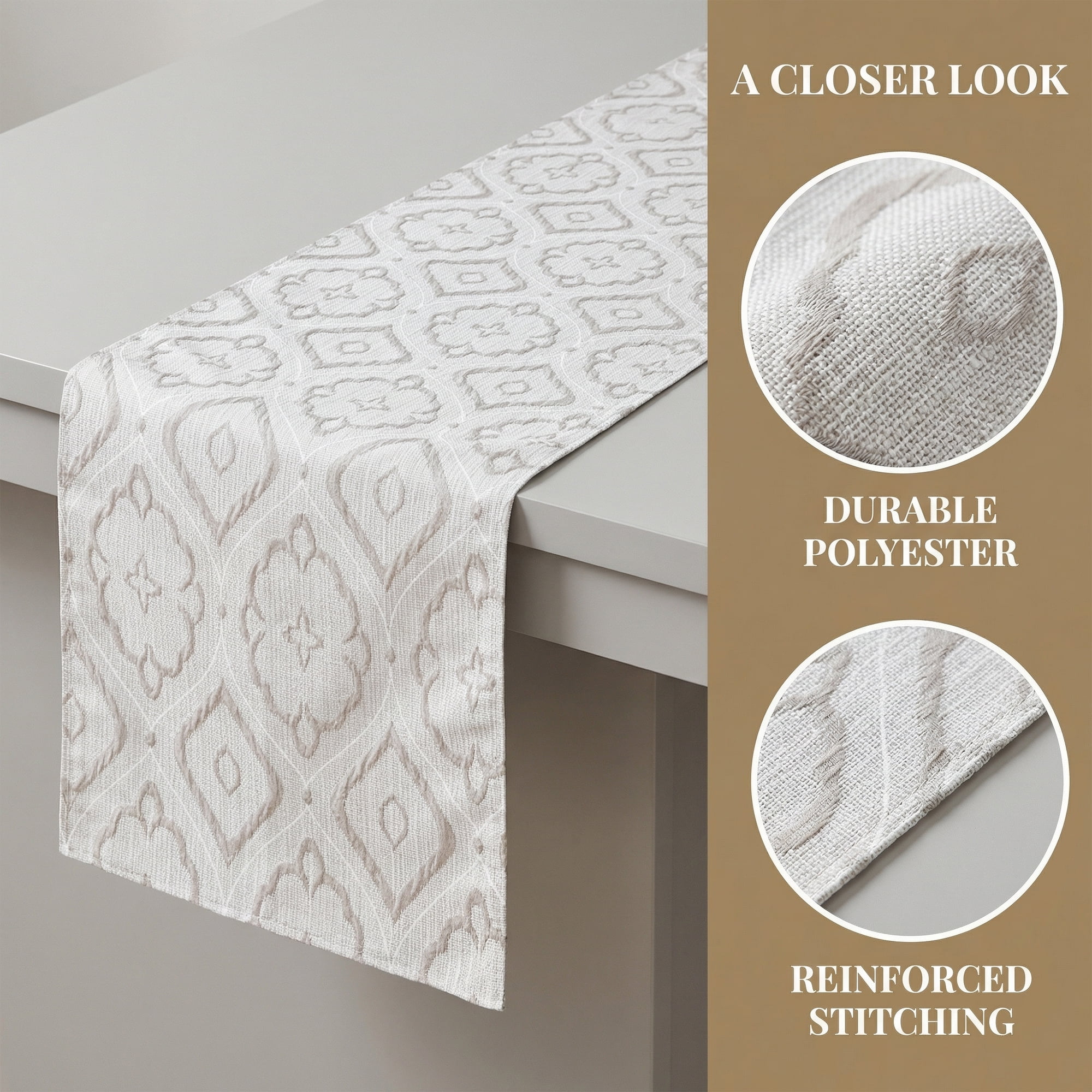 Unique Bargains Long Washable Polyester Runner Table Runner for Table Gray 13.8"x82.7"