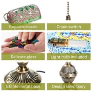 Vintage Bankers Desk Lamp with Turkish Mosaic & Brass Base, Classic Office Desk Light for Study, E26 Bulb Compatible Table Lamp