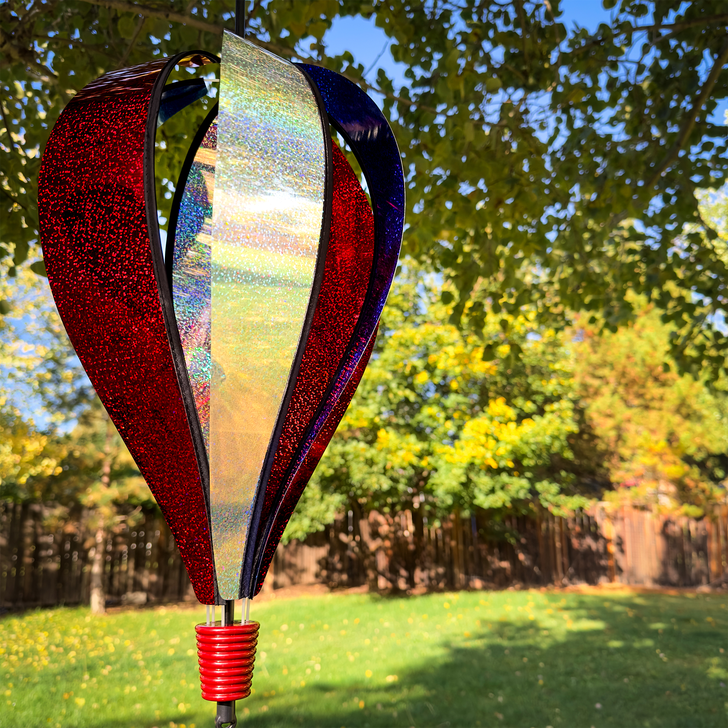 In the Breeze 1084 — Patriot Sparkler 6 Panel Hot Air Balloon 12"W x 18"H x 12"D, Colorful Mylar Patriotic Garden Spinner - image 2 of 4