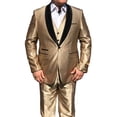 thumbnail image 1 of Alberto Nardoni Mens Sharkskin Vested 1 Button Shawl Tuxedo In Shiny Gold, 1 of 1