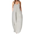 thumbnail image 2 of Brilliant Womens Dresses Plus Size Women Fashion Sling Mid-waist V-Neck Sleeveless Solid Color Slim Party Beach Long Dress Summer Gray 3XL-6XL, 2 of 5