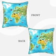 thumbnail image 3 of Fotbe World Map With Animals Landmarks Pattern Velvet Decorative Throw Pillow Covers with Elegant Piping, Soft Plush Cushion Cover for Sofa, Bed, Car, Office-18"x18", 3 of 8