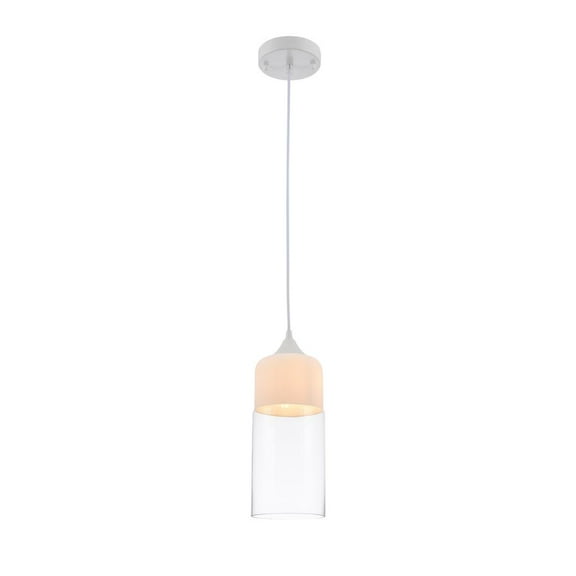 Bethel International Single Pendant Lighting White Glass & Metal