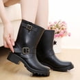 thumbnail image 4 of Short Mid Calf Rain Boots for Women Fashion Classic Buckle Waterproof Rubber Slip on Rainboots Garden Shoes, 4 of 9