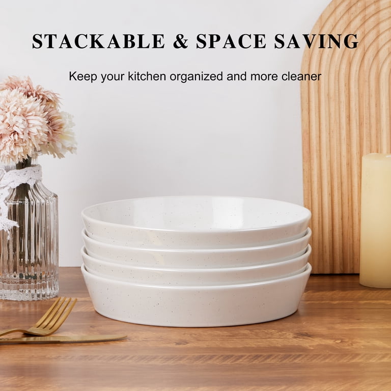 4-Piece Ceramic Pasta Bowls 34oz Speckled photo 6