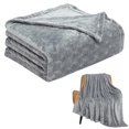 thumbnail image 1 of Fleece Blanket Textured Fuzzy Plush Throw Blanket Twin ， Soft Bed Blanket Geometric Pattern Comfy Microfiber Flannel Blankets For Couch Bed Sofa, 1 of 8