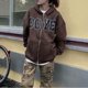 thumbnail image 3 of Gibobby Sudadera oversize mujer, Chamarra con cierre para mujer, sudadera con capucha Y2K, sudadera con capucha y cordón informal con bolsillos(Café,XG), 3 of 5