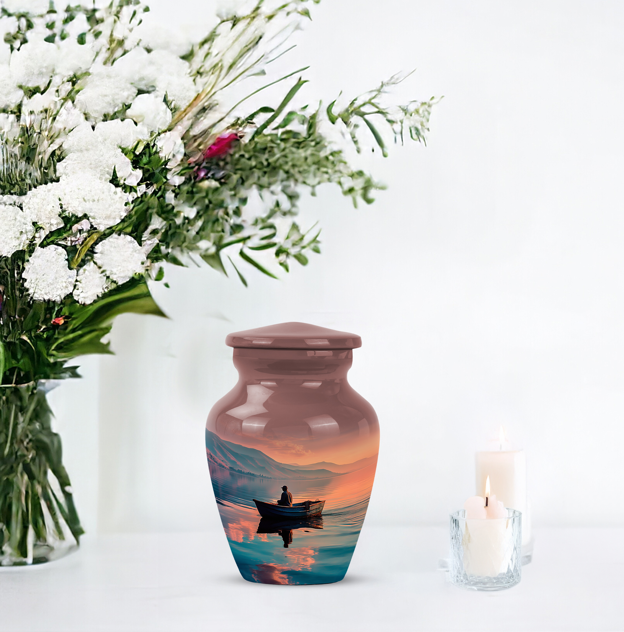MUKTIVE Fishing Small Decorative Urns for Male & Female for Funeral - Keepsake Human Ashes Cremation Urn - Memorial Fisherman Urn for Dad & Mom - 3 Inch