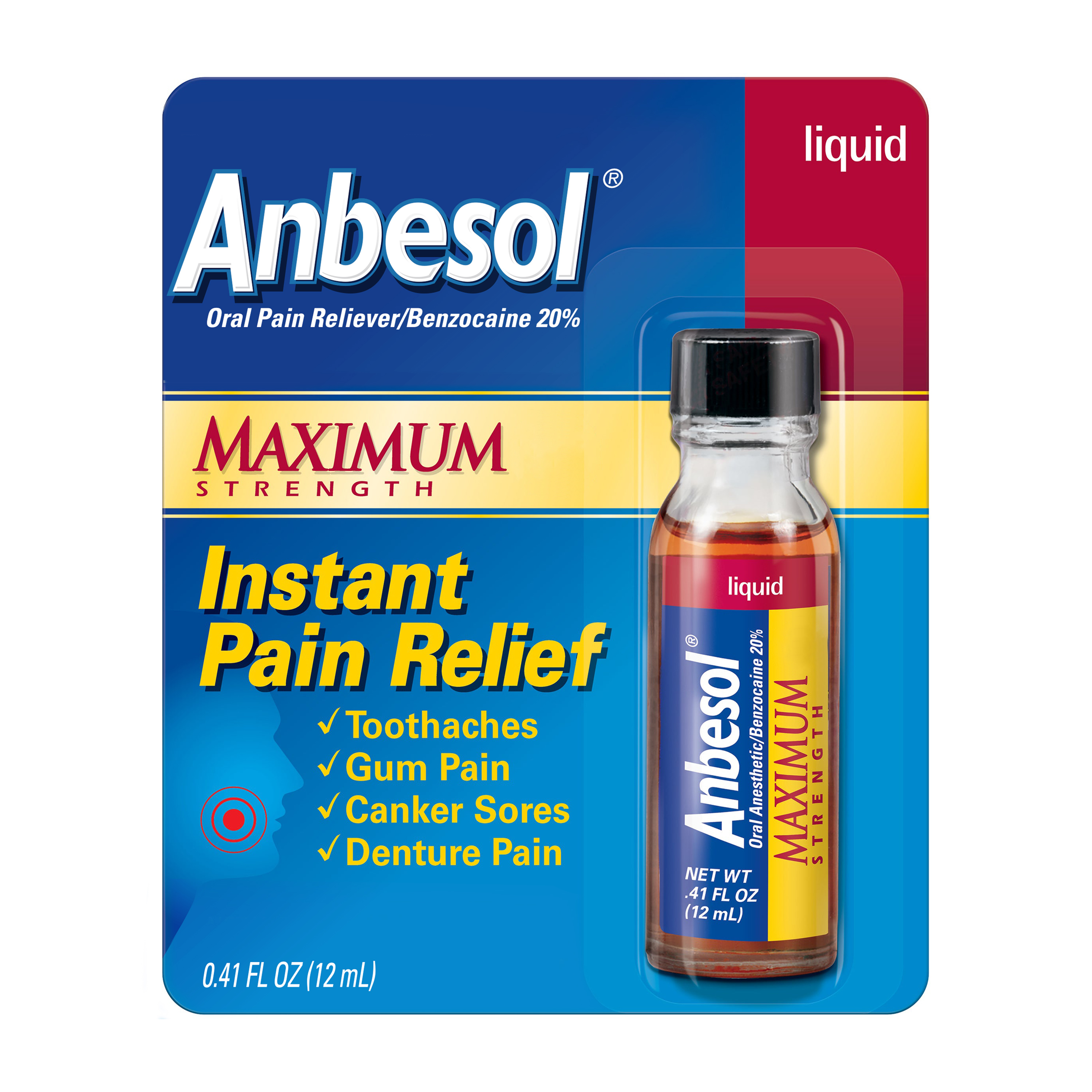 Buy Anbesol Liquid Maximum Strength Instant Oral Pain Relief 0 41 Oz 