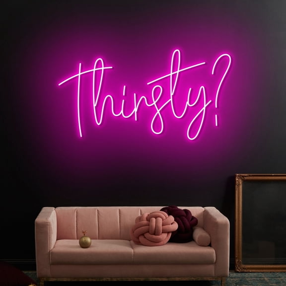 Craftnamesign Thirsty Neon Sign, Thirsty Drink Store LED Light, Beverage Store Sign Wall Art