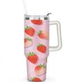 thumbnail image 2 of Strawberry1 40 Oz Tumbler with Handle Lid and Straw, Stainless Steel Double Walled Vacuum Insulated Cup, Cute Anniversary Wedding Birthday Gifts Tumbler for Women Men Friends Outdoor Indoor, 2 of 7