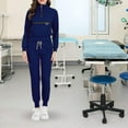 thumbnail image 3 of Conjuntos de uniforme médico para mujer, blusas y pantalones deportivos, ropa de trabajo de enfermería, uniforme de enfermería para Azul marino, 3 of 6