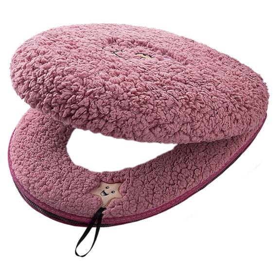 Toilet Seat Warmer Cover & Toilet Lid Cover Fuzzy Toilet Seat Covers for Bathroom with Zipper Handle Plush Thicker Washable