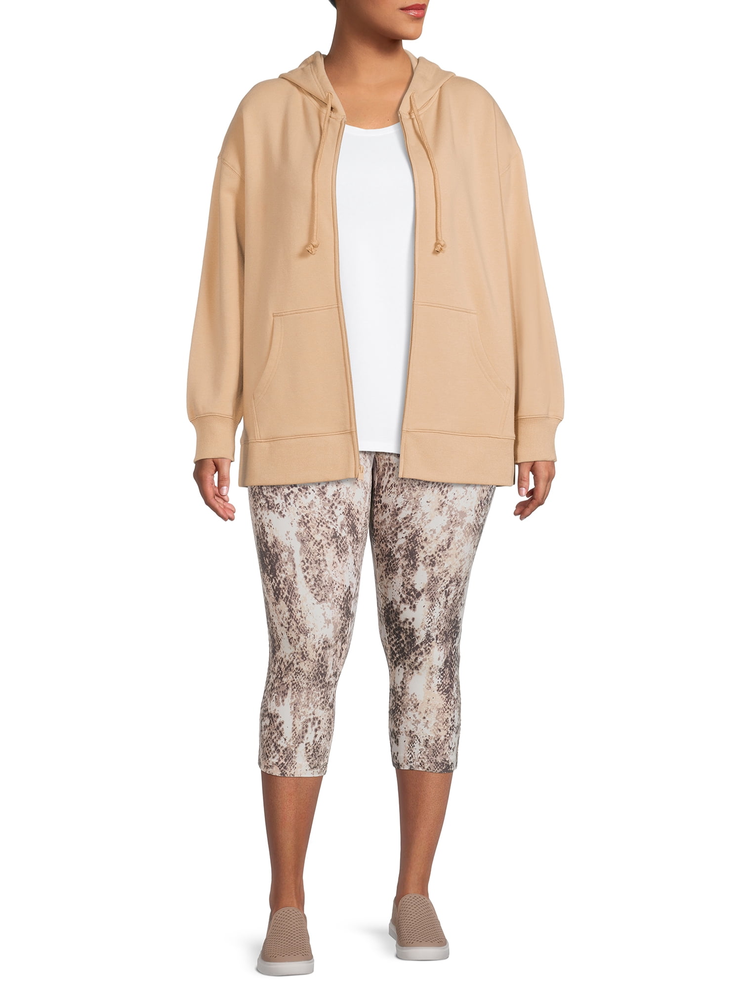 Terra & Sky Women’s Plus Size Printed Capri Leggings, 2-Pack, Regular and Petite