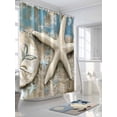 thumbnail image 3 of Marine Life Shower Curtain, Vintage Starfish Coral Shell Oil Painting Waterproof Shower Curtain Set with 12 Hooks Lightweight Washable Fabric Shower Curtains for Bathroom 72x72 Inches, 3 of 6