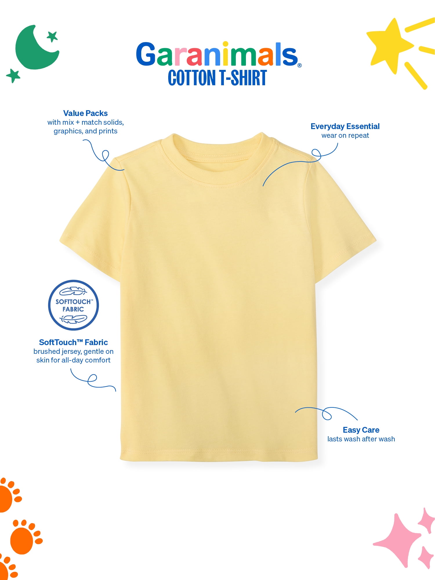 Garanimals Newborn, Baby & Toddler Boy Cotton Short-Sleeve Solid T-Shirts, 3-Pack, Sizes 0-6T