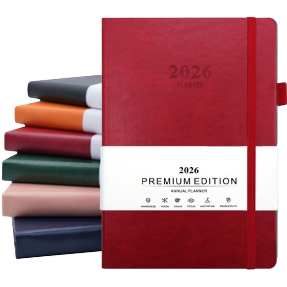 Djiypn Planner 2026 Weekly and Monthly, 5.8" x 8.5" Academic Calendar Vertical Daily Appointment with Tabs, Agenda Journal to Track Goals & Tasks -Red