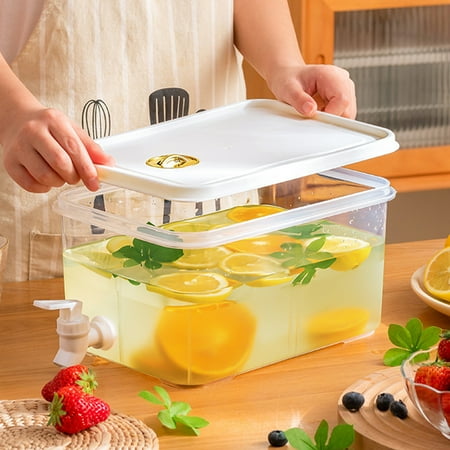 

3L Large Capacity Plastic Beverage Dispenser Beverage Dispenser with Faucet Ice Lemonade Juice Container with Lid Fruit Teapot Lemonade Milk Bucket Drink