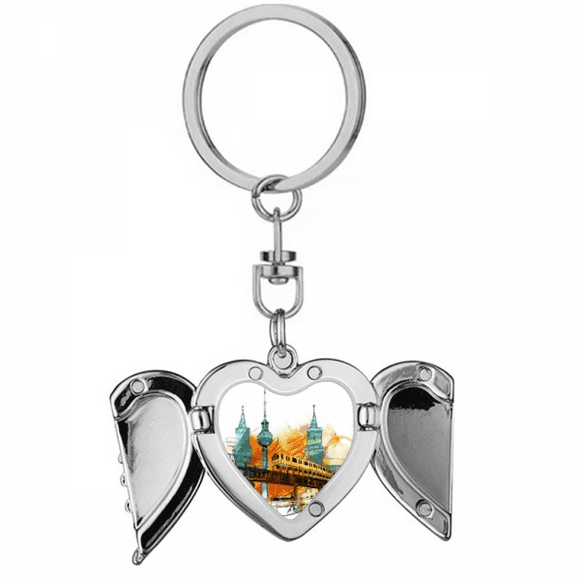 Tokyo Japan Rail Train Tower Heart Angel Wing Key Chain Holder