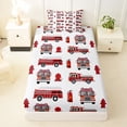 thumbnail image 3 of Erosebridal Cartoon Fire Engine Twin Sheet Sets, Truck Theme Bedding for Boys, Red White, 1 Flat Sheet, 1 Fitted Sheet and 1 Pillowcase, 3 of 5