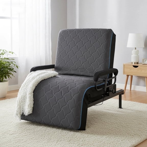 Seniors and Elderly Electric Sit to Stand Lift Assist and Wireless Remote Adjustable Bed Frame, Twin Size