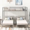 thumbnail image 3 of Full Over Twin Over Twin Triple Bunk Bed for Kids,Metal Triple Bed with Full-Length Guardrail and Ladder,Noise Reduced Structure,Silver, 3 of 12