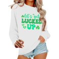 thumbnail image 6 of St. Patrick's Day Sweatshirt Women Lucky Shamrock Print Irish Gift Crewneck Casual Long Sleeve Loose Pullover Tops (XS, White), 6 of 6