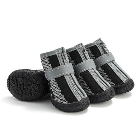StarBay Pet Sneakers 4Pcs Pet Shoes Zipper Closure Non-skid Breathable Pet Dogs Mesh Sneakers for Casual Wear