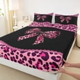 thumbnail image 3 of Homewish Cheetah Print Bowknot King Sheet Set, Fashion Black Pink Girls Bedding, 4pcs, 3 of 7
