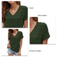 thumbnail image 2 of Tops de verano para mujer, diseño de pompón, cuello en V, manga corta, elegante, Color puro, camisa informal para mujer, para fiesta, oficina, viajes, OD verde XL, 2 of 3