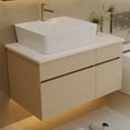 thumbnail image 4 of 32" Multi-layer Solid Wood Compact Freestanding Cabinet, Bathroom Storage Unit with Soft Close Drawer, Modern Small Bathroom Vanity with Ceramic Sink for Bathroom Organization, White,Wood, 4 of 9