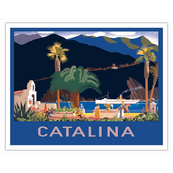 Santa Catalina - The Scenic Riveria of the U.S.A. - Vintage Travel Poster by Otis Sheppard c.1930 - Fine Art Matte P aper Print (Unframed) 11x14in