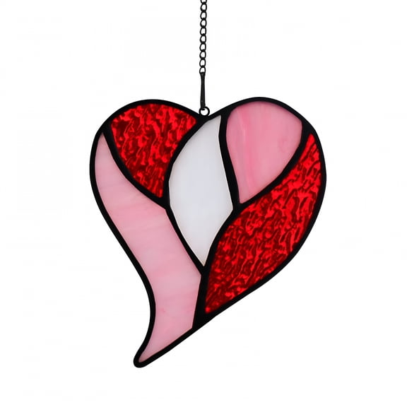 ACDANC Red Heart Suncatchers Stained Glass Window Hanging,Handmade Heart Ornaments,Birthday Gift for Grandma Mom Sister Aunt Parents,Valentines Day Gift