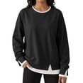 thumbnail image 2 of TGSLY Fall Faux Two-Piece Sweatshirts for Women Lightweight Crew Neck Long Sleeve Pullovers Loose Casual Solid Color Athletic Tops L, 2 of 7