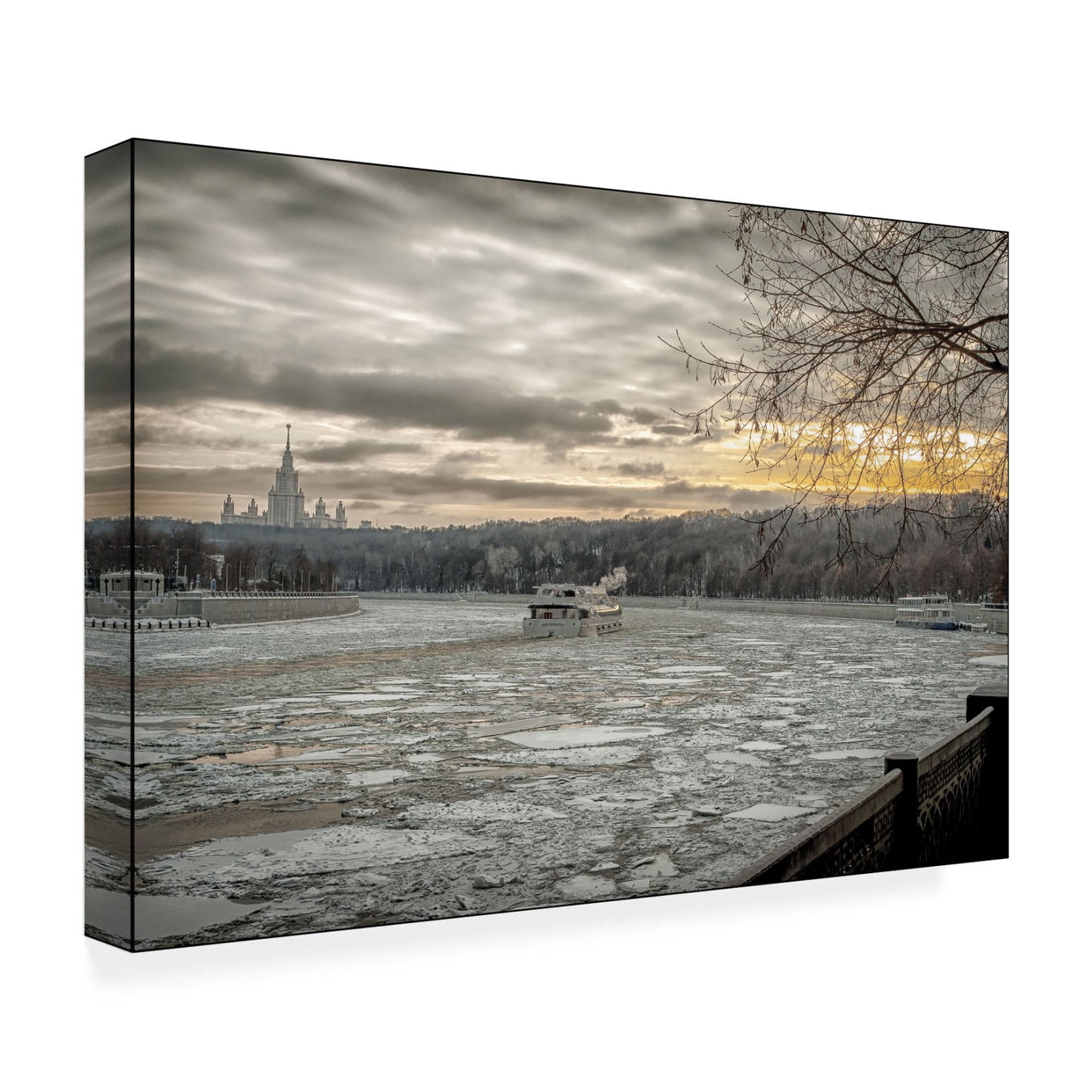 Canvas Wall Art - Yury A Melnikov 'February Day On The Moskva River On The Vorobyovy Gory' Wall Art for Living Room, Bedroom, or Office Décor by Trademark Fine Art - 19 x 12 Inches