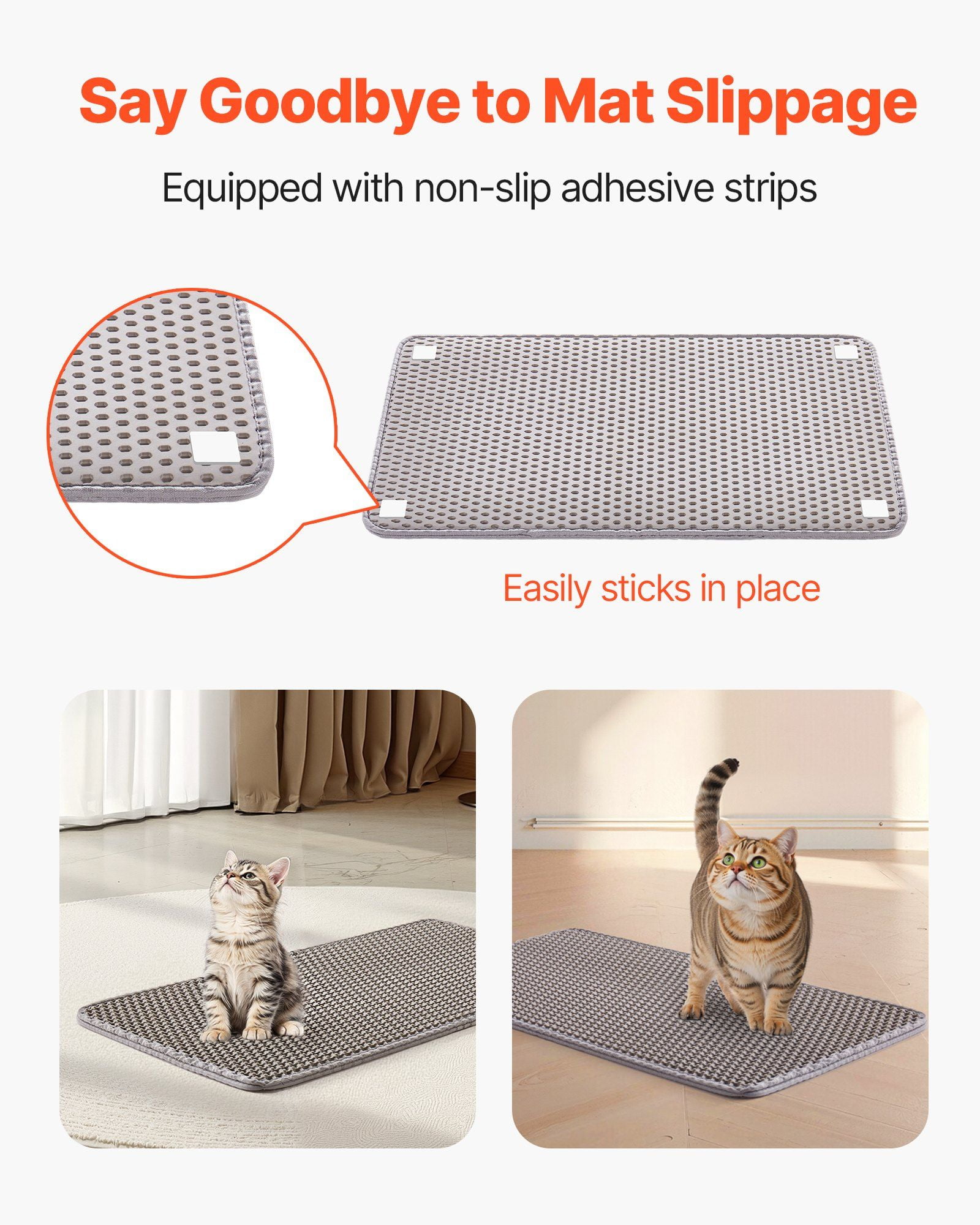 2-Pack Cat Litter Trapping Mat, 24x15 Inches, Double-Layer Honeycomb Design, Non-Slip & Waterproof Floor Protector for Pet Litter Boxes